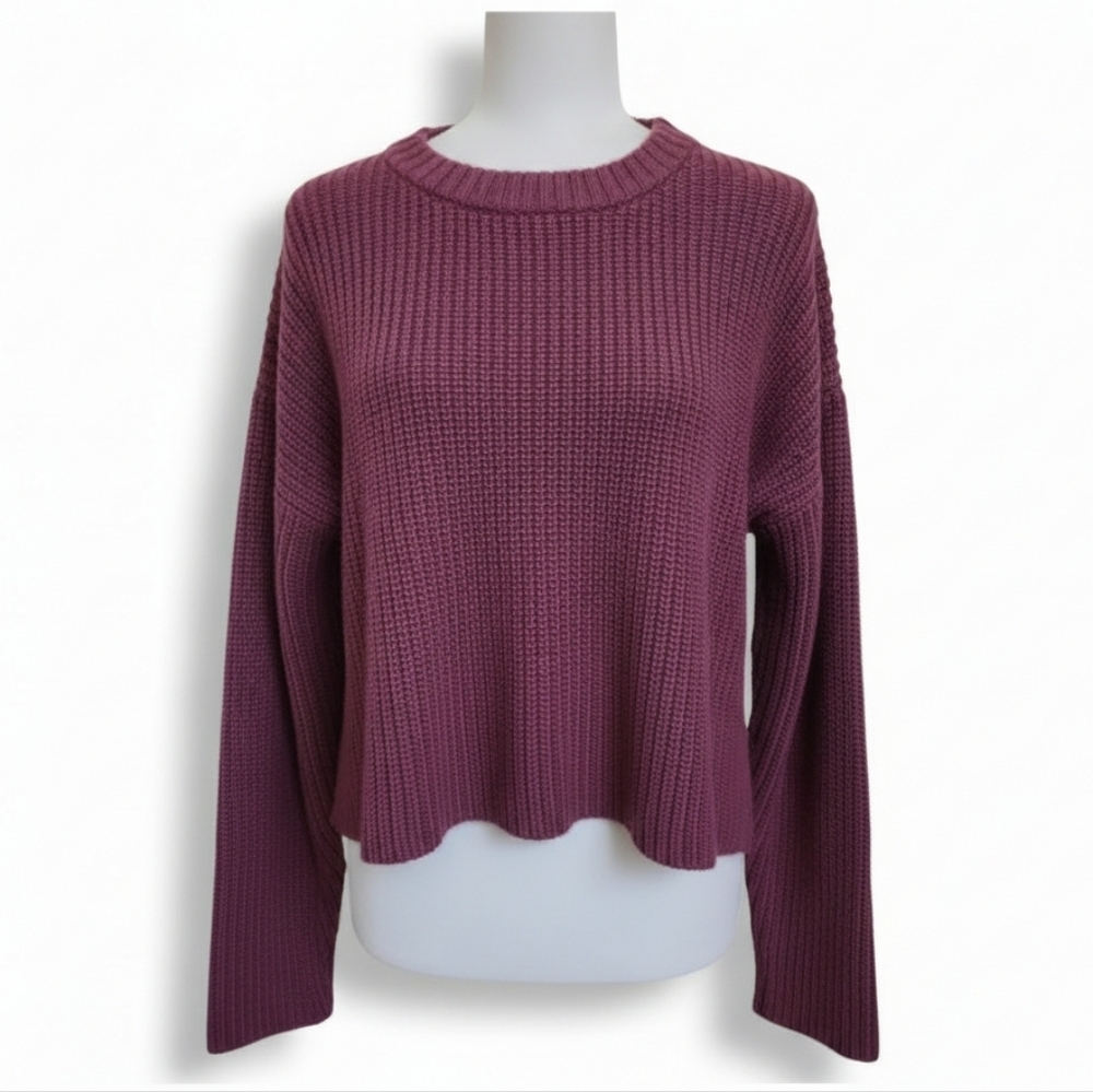 Forever 21 Plus 0X Purple Knit Sweater Cropped Boxy Pullover XL Boho Coquette